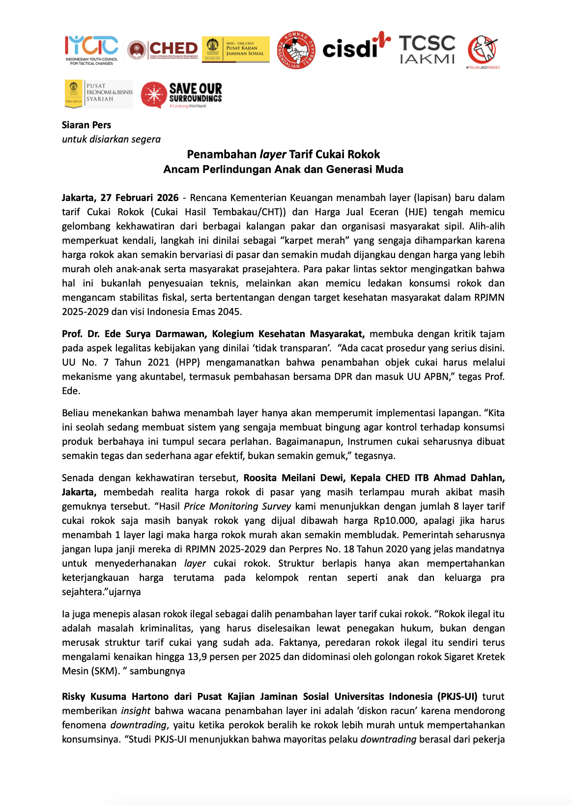 Penambahan layer Tarif Cukai Rokok Ancam Perlindungan Anak dan Generasi Muda